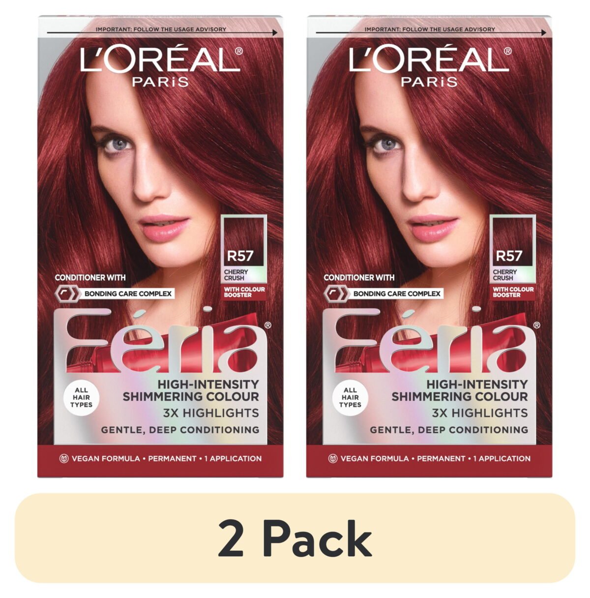 L'Oreal Paris Feria Shimmering Permanent Hair Color, R57 Cherry Crush ...