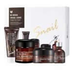 MIZON Full Korean Skincare Set Allin1 Snail Repair Cream Snail Repair Intensive Ampoule Snail Repairing Foam Cleanser and Snail Repair Eye Cream Stocking Stuffers Chirstmas Gift