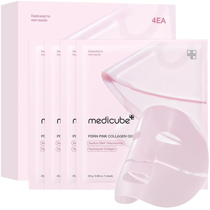 medicube Jelly Gel Mask with Salmon DNA PDRN Pink Collagen | Overnight Face Mask for Glass Glow Skin | Elasticity, Hydrating, Firming and Moisturizing | Korean Skincare, 28g x 4ea