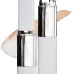 Blanc Cover Cream Stick V White - Korean Color-Changing Foundation Stick with Volufiline - Medium to Full Coverage Dewy Finish Base Makeup - Dual-Ended with Detachable Brush (202 Natural)
